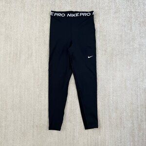 Nike Pro Dri Fit Black Cropped Mesh Panel Leggings S